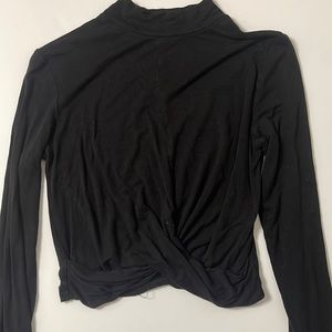 Black Long Sleeve Mock Neck Crop Top